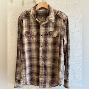 Point X Custom Vintage Rag Wash Snap Front Shirt Men's Size Large